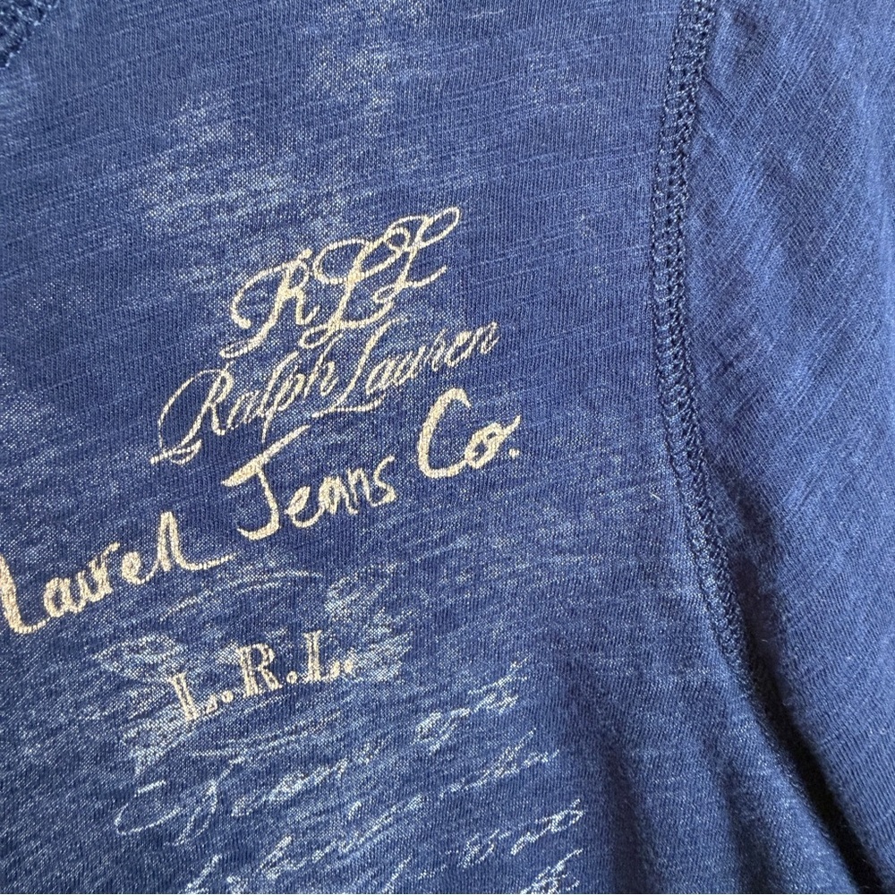 Vintage Lauren, Ralph Lauren blue long sleeve horse, Henley. XL. - Picture 5 of 7